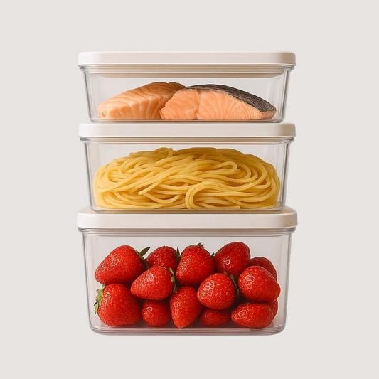 Set med 3 vakuumbehållare (S, M, L) i högkvalitativ SAN-polymer, BPA-fria